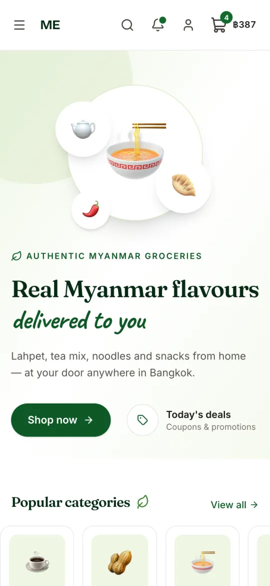 ဖုန်းပေါ်ရှိ Mingalar Eats ဆိုင်