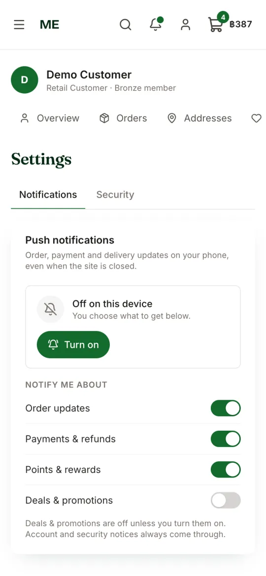 Notification settings